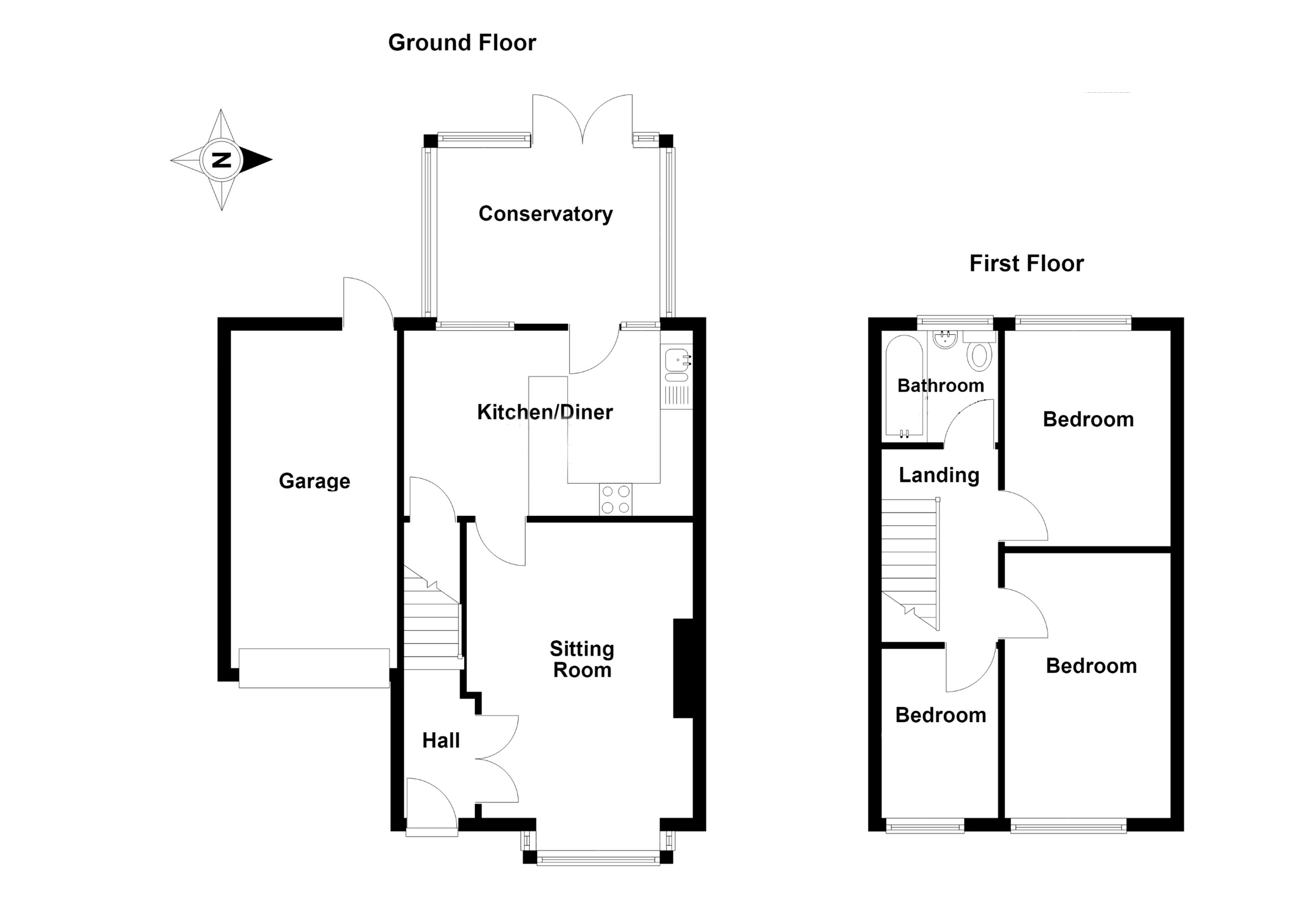 Lot: 114 - THREE-BEDROOM HOUSE FOR IMPROVEMENT AND REPAIR - Internal floor plan